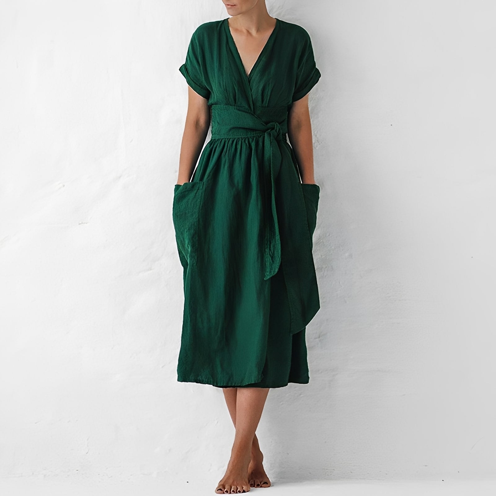 Sasha - Robe portefeuille simple avec poches