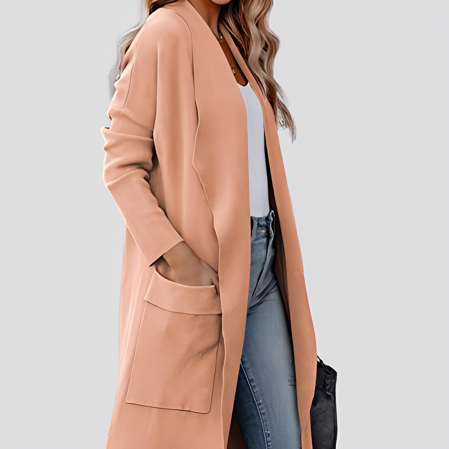 Chantal - Cardigan long en tweed décontracté pour femmes