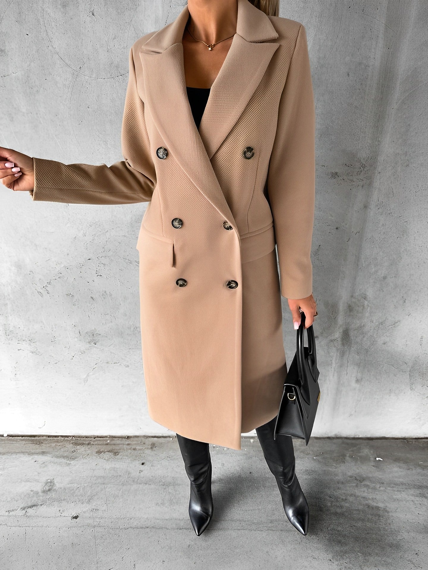 Gadie Bella - Manteau long en laine à double rangée de boutons