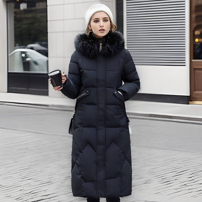 Rachel - Elegant and fitted coat with hood for women