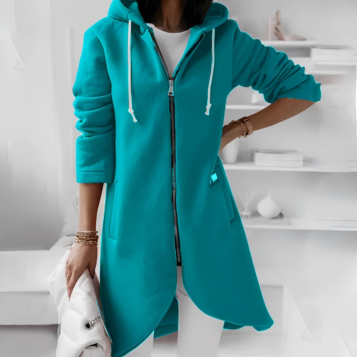 Josepha - Long manteau décontracté à capuche pour femmes