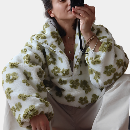 Elizabeth - Pull Sherpa chic à motif floral pour femmes