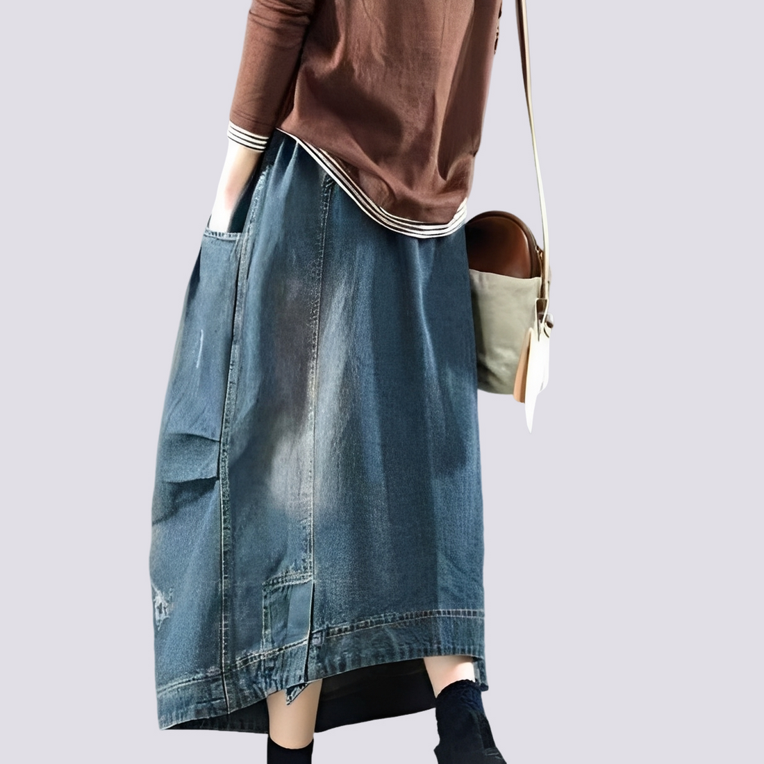 Fiona - Jupe en jean patchwork classique pour femmes