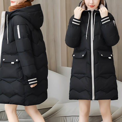 Catherine - Trendy long padded coat with hood for women