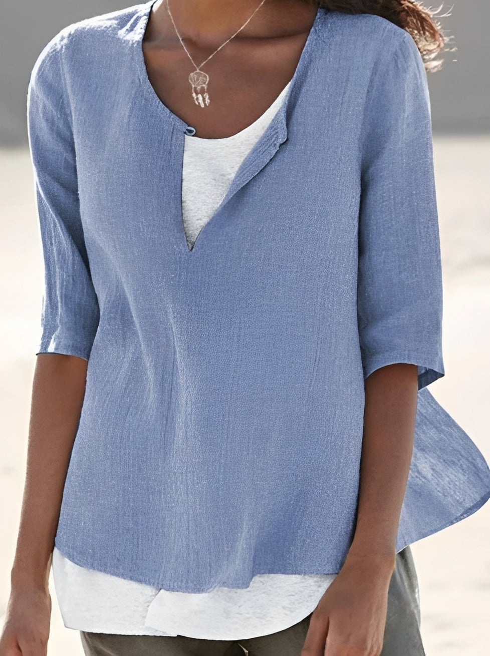 Charlie - Chemise ample décontractée à manches 3/4 pour femmes