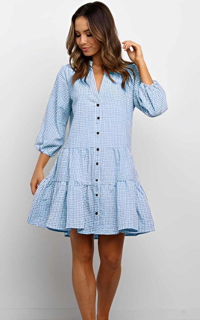 Nicole - Élégante robe fluide à carreaux pour femmes