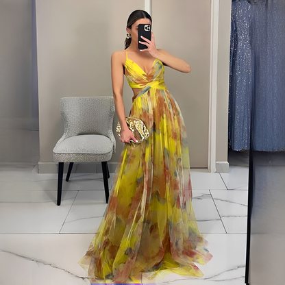 Gardania - Robe longue à motif floral pour femmes