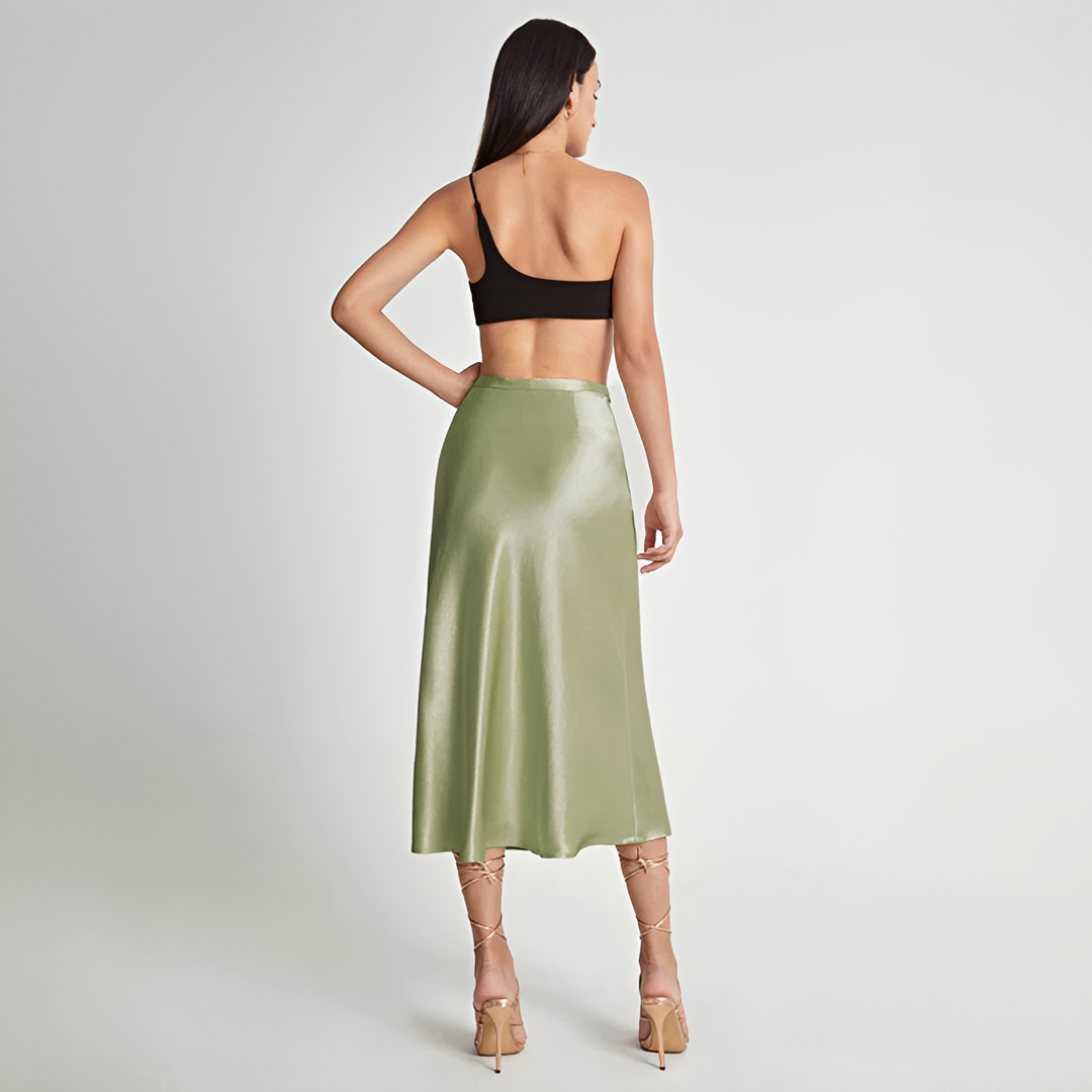 Emilia - Jupe midi fluide taille haute