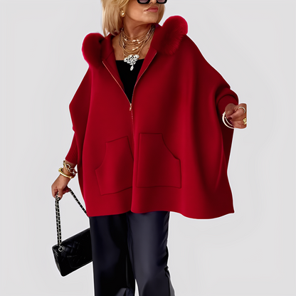 Elvena - Zeitgemäße Jacke aus Kunstpelz mit Kapuze für Damen