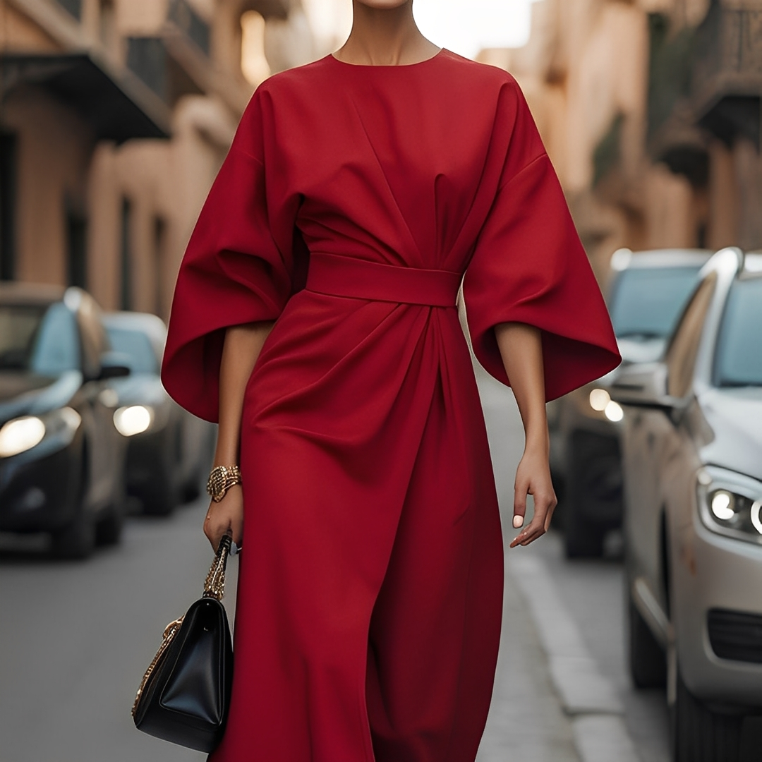 Lauriane - Elegant dress with puffed sleeves for women