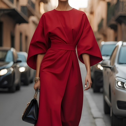 Lauriane - Elegant dress with puffed sleeves for women