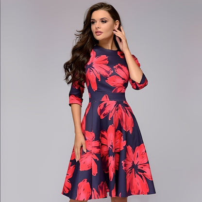 Catherine - Elegantes A-Linien-Kleid mit Blumenmuster für Damen