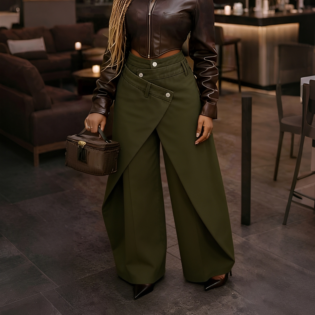 Cheska - Pantalon Élégant à Devant Croisé