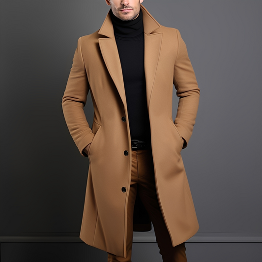 Kévin - Manteau long classique à revers pour homme
