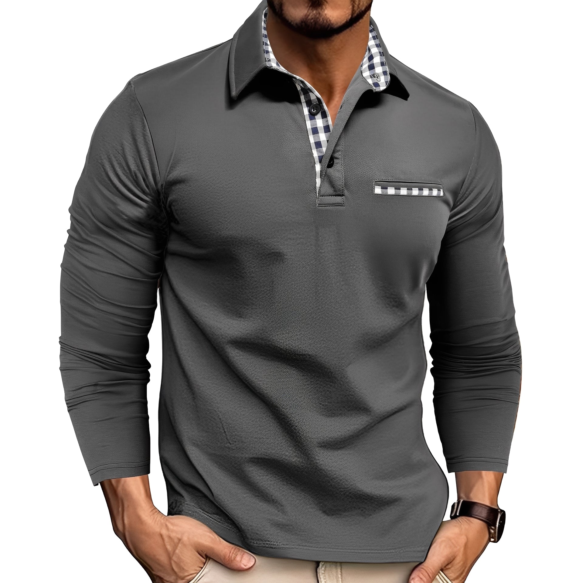 Cédrick - Polo d'hiver chaud à manches longues pour homme