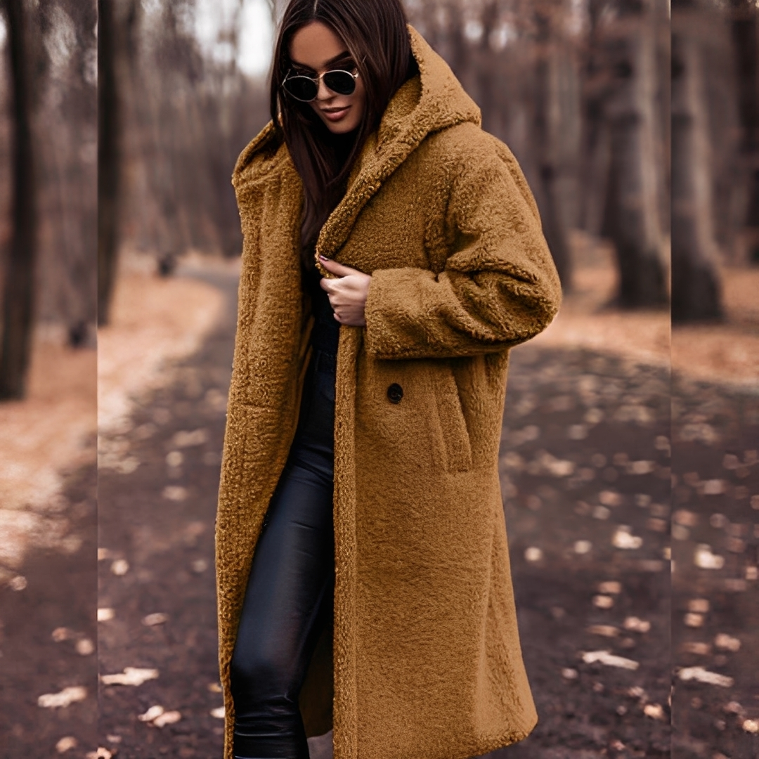 Lucette - Winter coat with hood in imitation fur for women