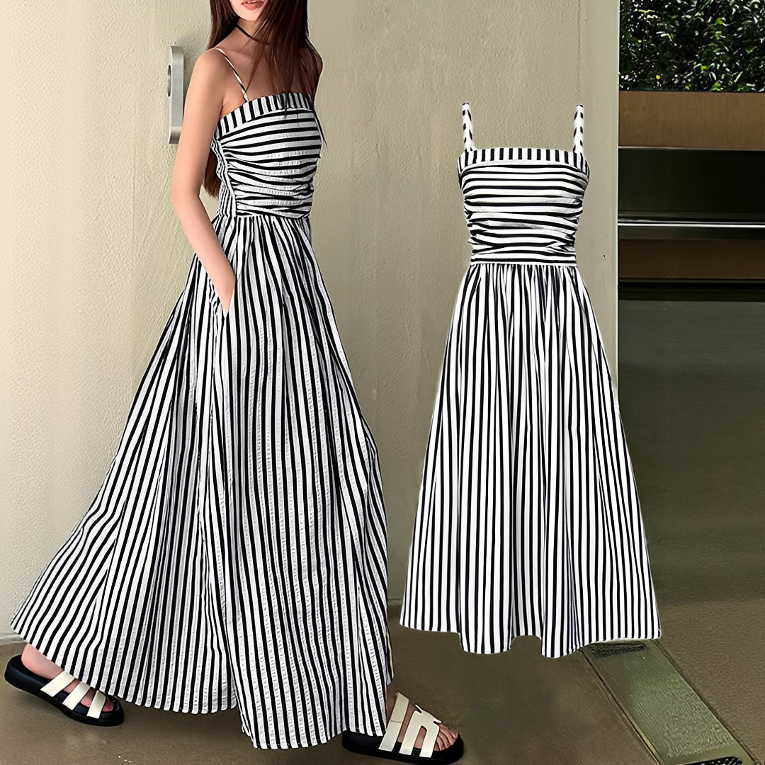 Cindy - Robe Maxi Rayée Élégante