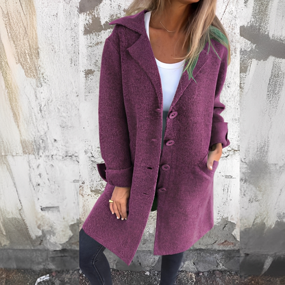 Odile - Long casual coat with lapels for women