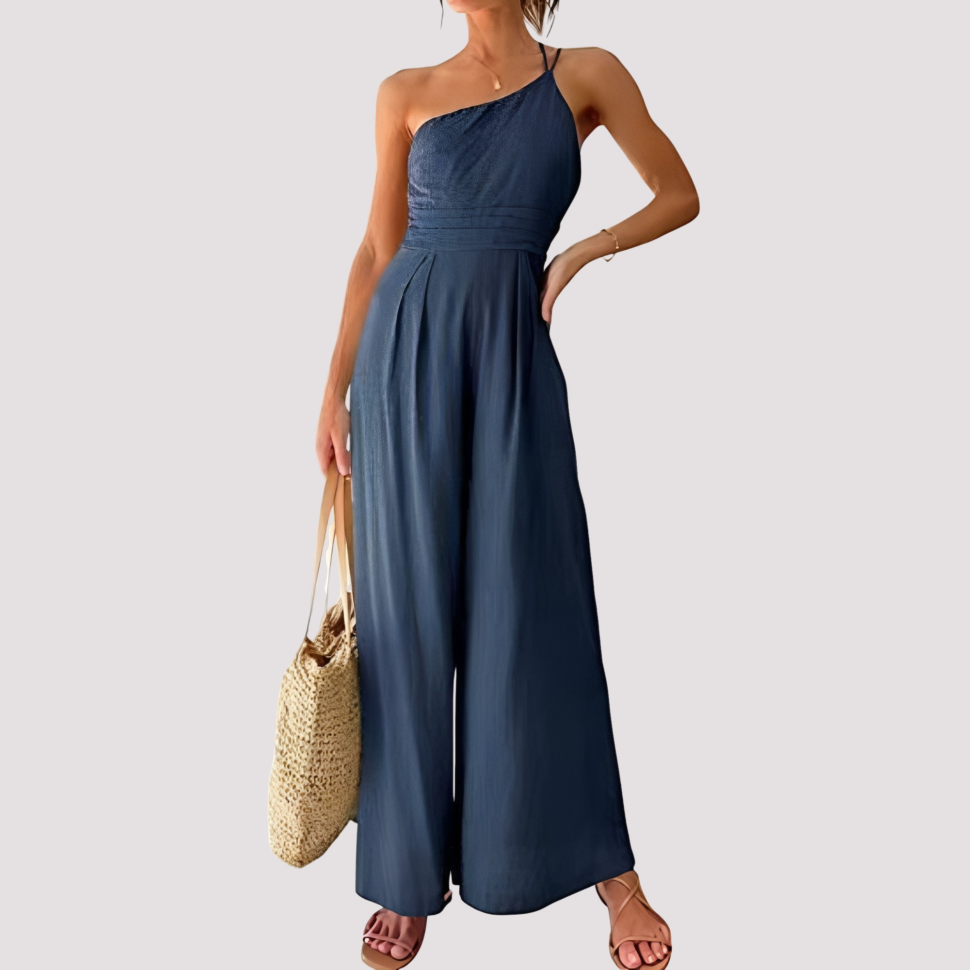 Carla - Combinaison femme chic à une épaule et jambes larges