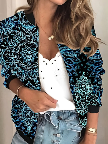 Elsie - Modische Jacke mit Reißverschluss und Blumenmuster für Damen