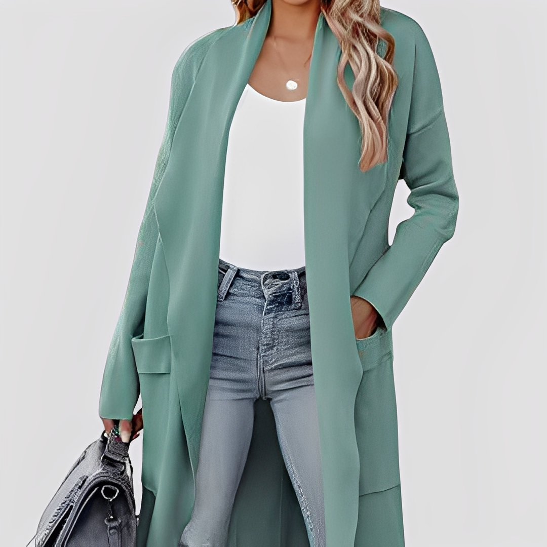 Chantal - Cardigan long en tweed décontracté pour femmes