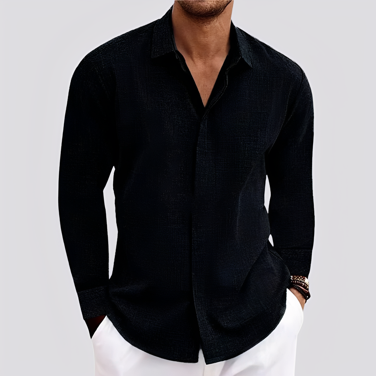 Felix - Chemise en lin à manches longues pour hommes