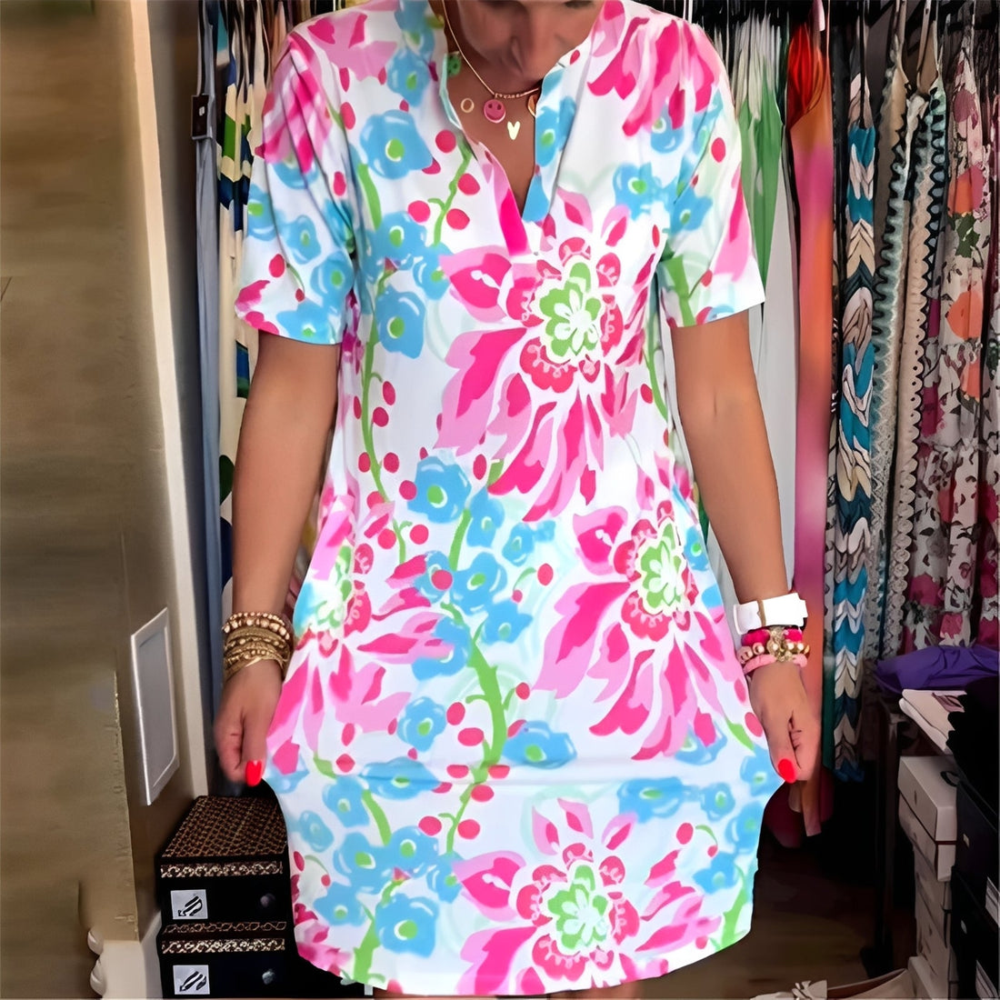 Abbie - Robe élégante à motif floral pour femmes