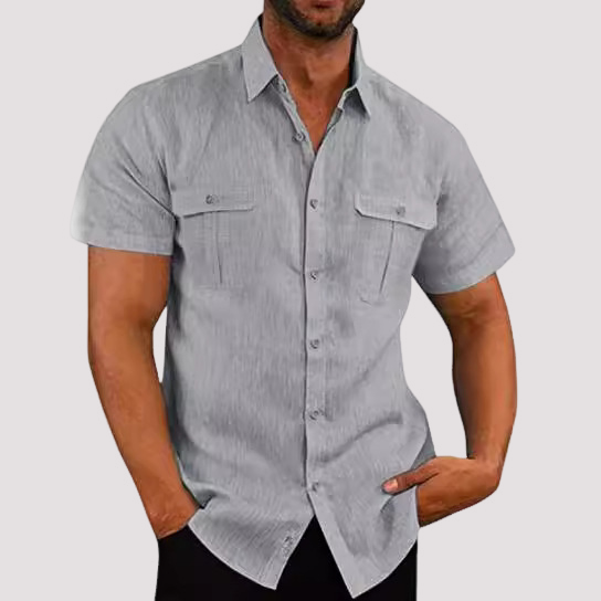 Aaron - Chemise à manches courtes stylée avec patte de boutonnage pour hommes