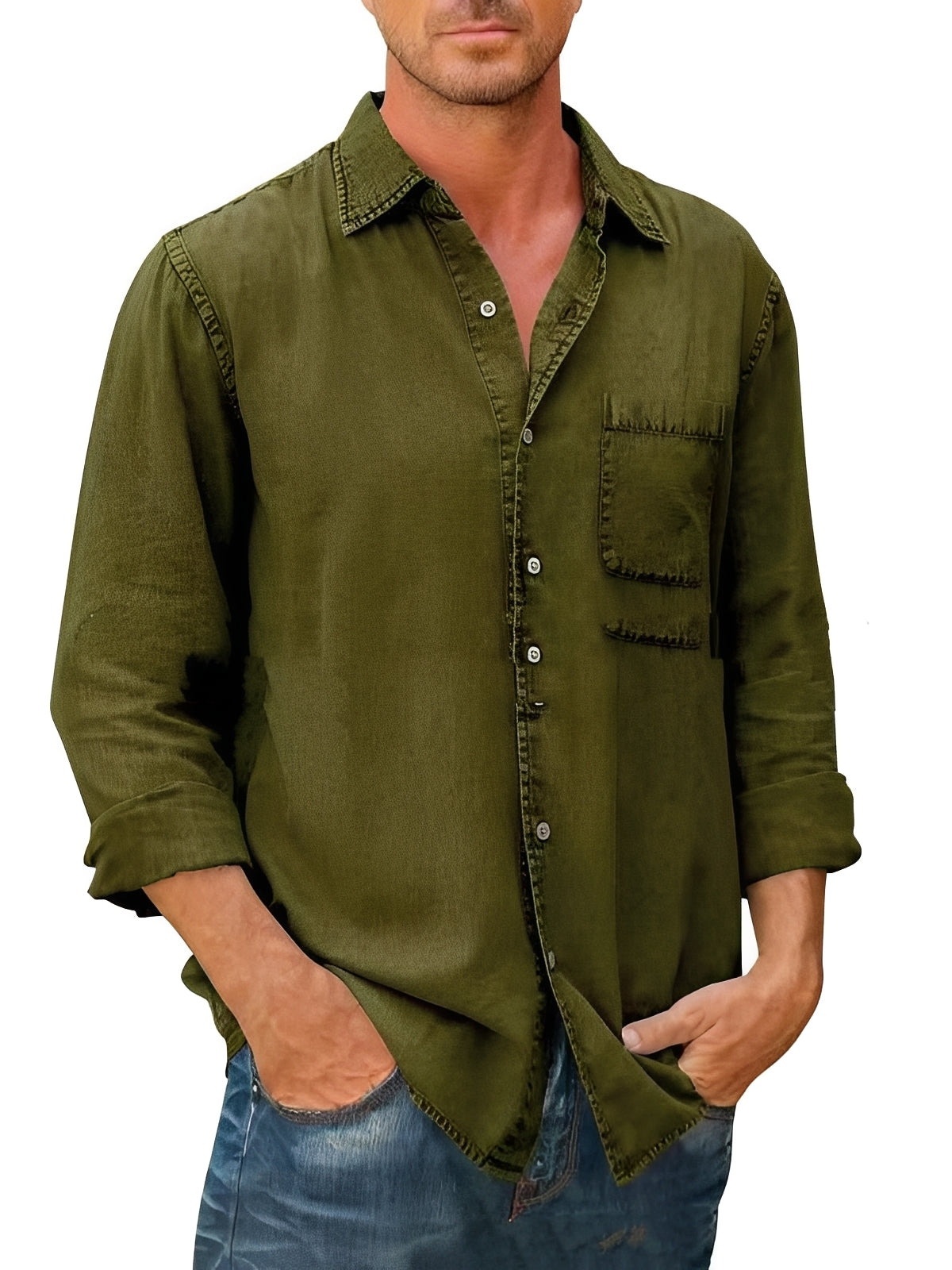 Alfie - Chemise vieillie à manches longues