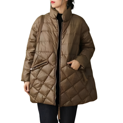 Amanda - Übergroßer Daunenmantel mit Taschen für Damen