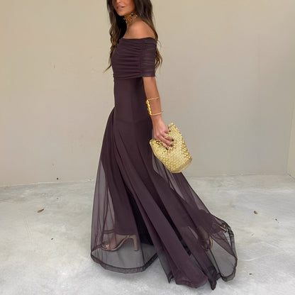 Eunice - Robe longue élégante en mesh pour femme