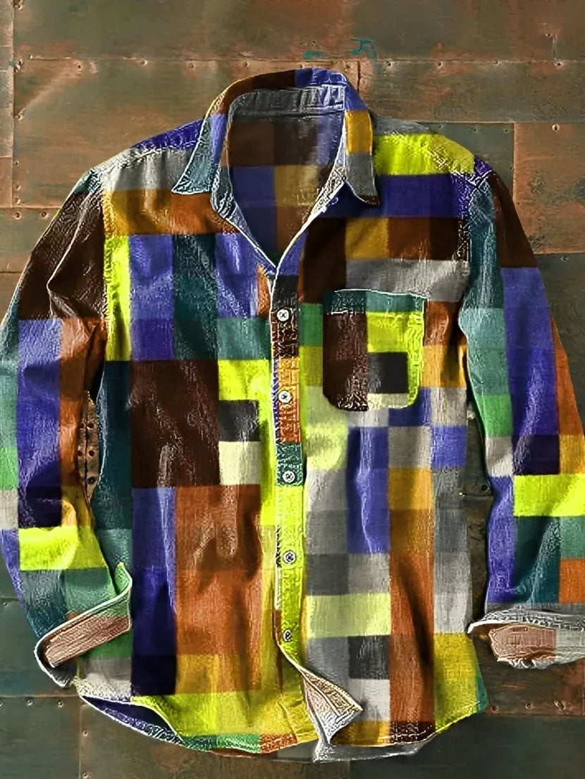 Charles – Chemise homme à manches longues – Vintage et colorée
