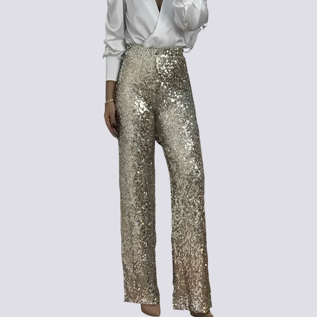 Mandy - Pantalon taille haute à sequins