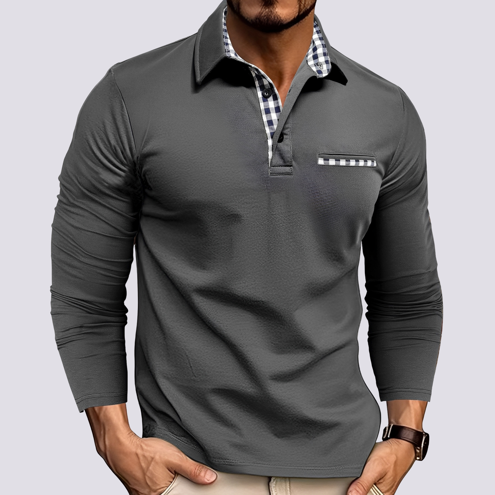 Mark – Polo pour homme – manches longues décontracté