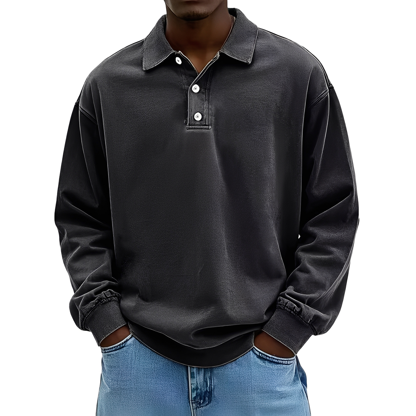 Chris - Chemise classique en tissu épais à manches longues pour homme