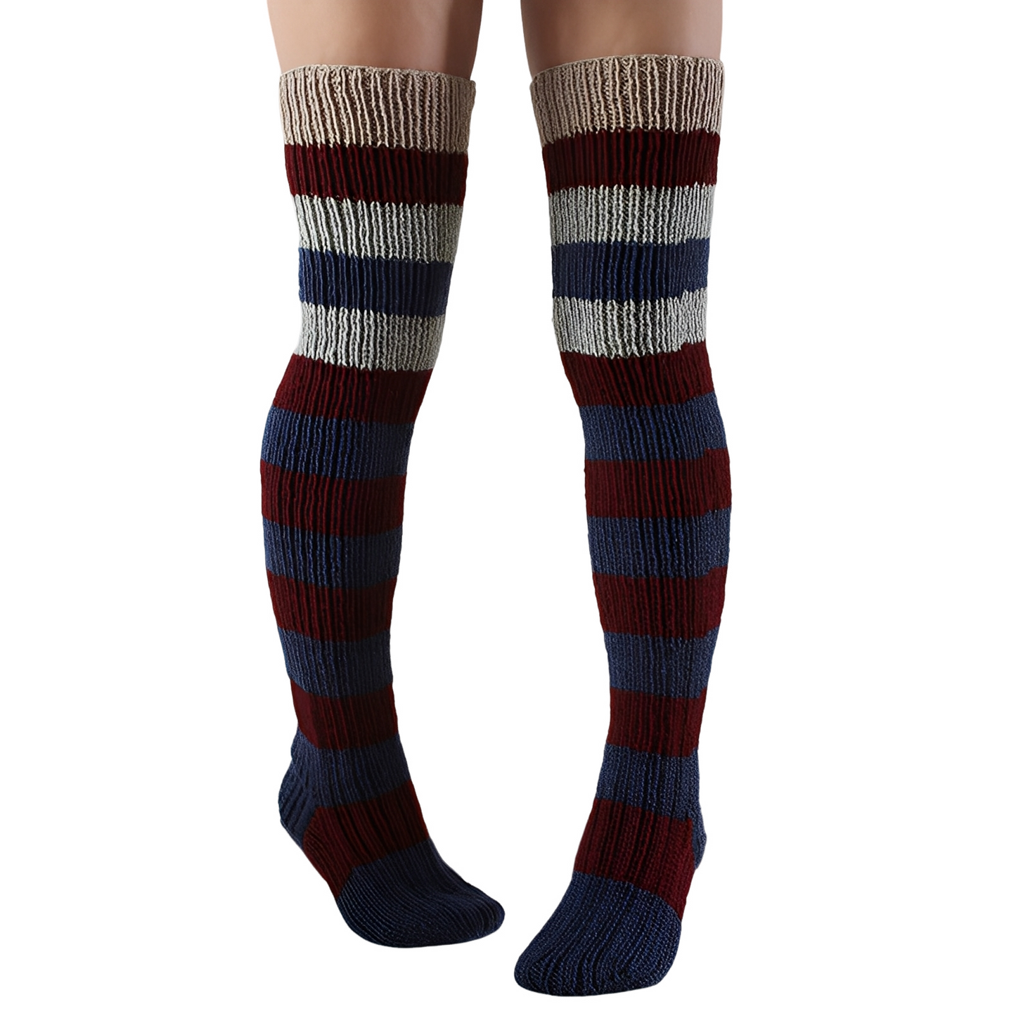 Rhianna - Longues chaussettes féminines élégantes à rayures