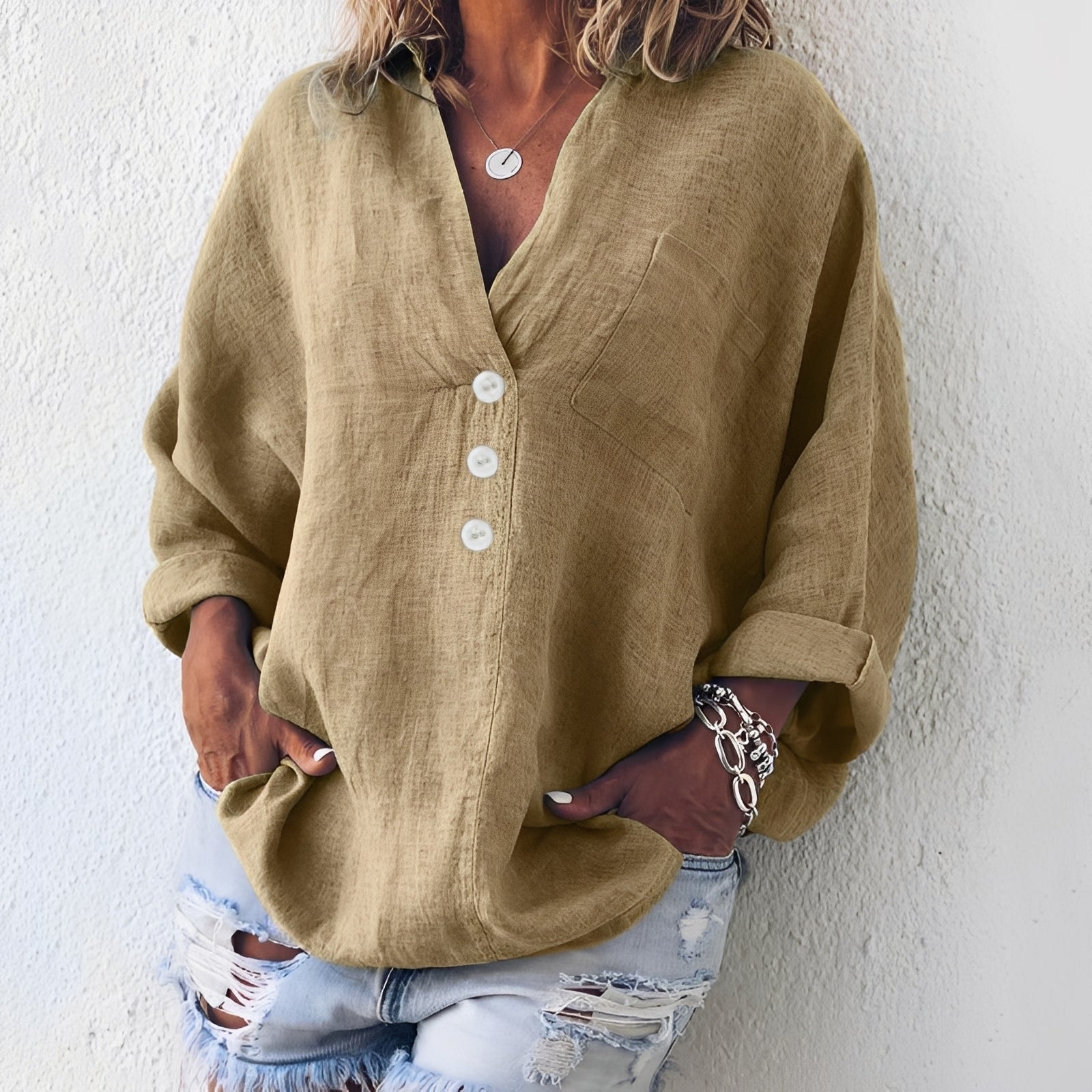 Sandra - Chemise ample à manches longues pour femmes