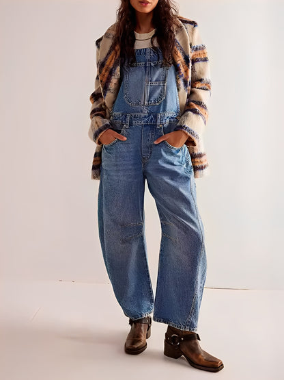 Clarisse - Robe salopette décontractée en denim pour femme
