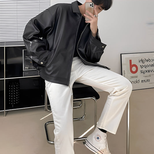 Russell - Leather pilot jacket for men, oversized style