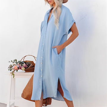 Crystal - Robe-chemise en jean ample pour femmes