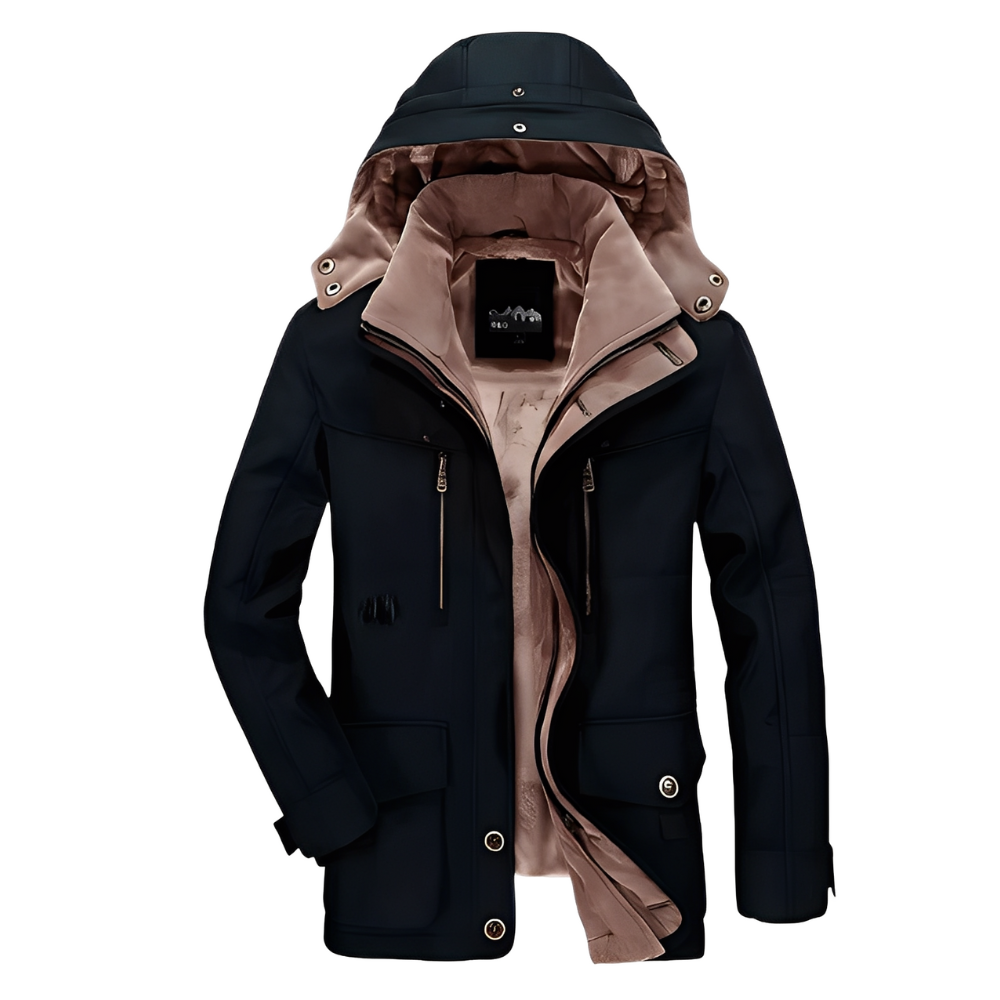 Harold - Warm coat with removable hood for men