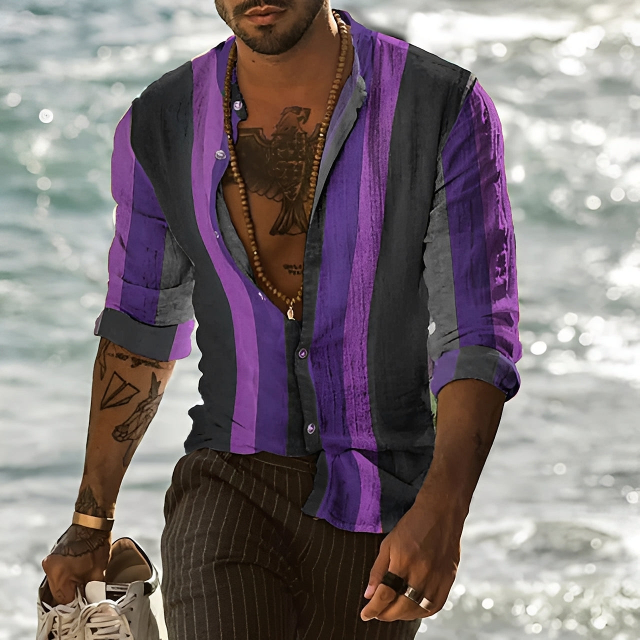 Reuben - Chemise à rayures chic à manches longues pour hommes