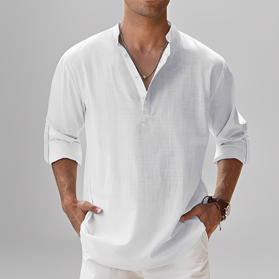 Ezriel - Bequemes Hemd mit halber Knopfleiste für Herren