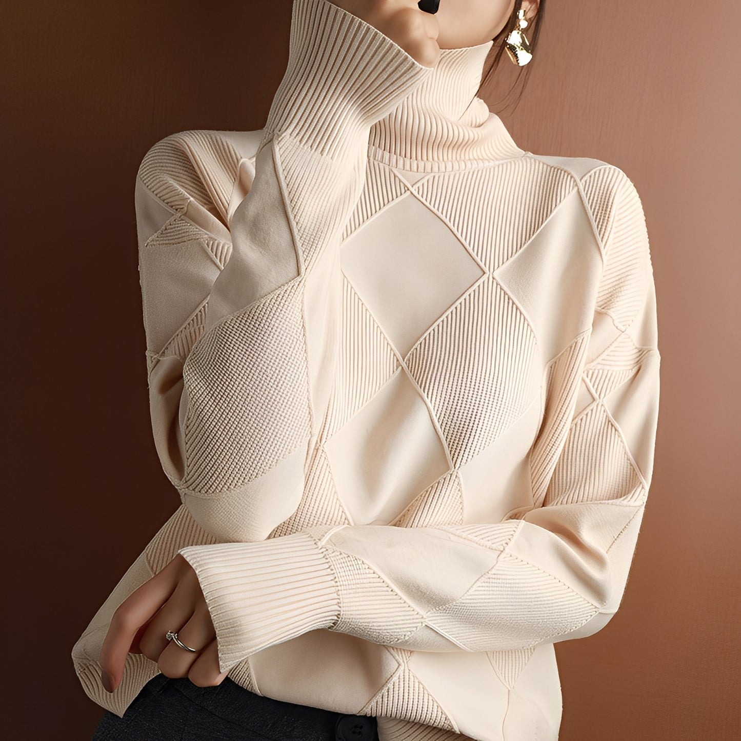 Mariette - Oversized winter turtleneck sweater for women