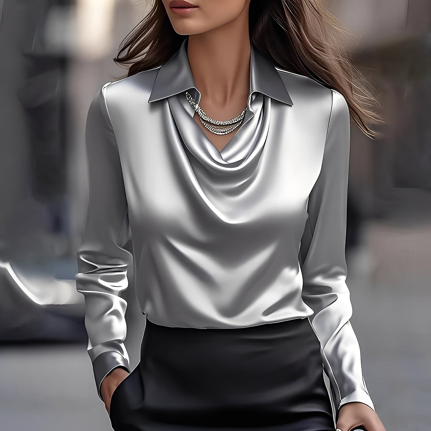 Laurentine - Elegant long-sleeved blouse for women