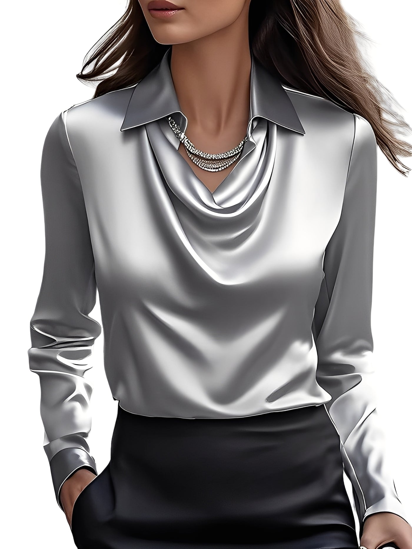 Dionne - Chemise satinée élégante pour femmes à manches longues