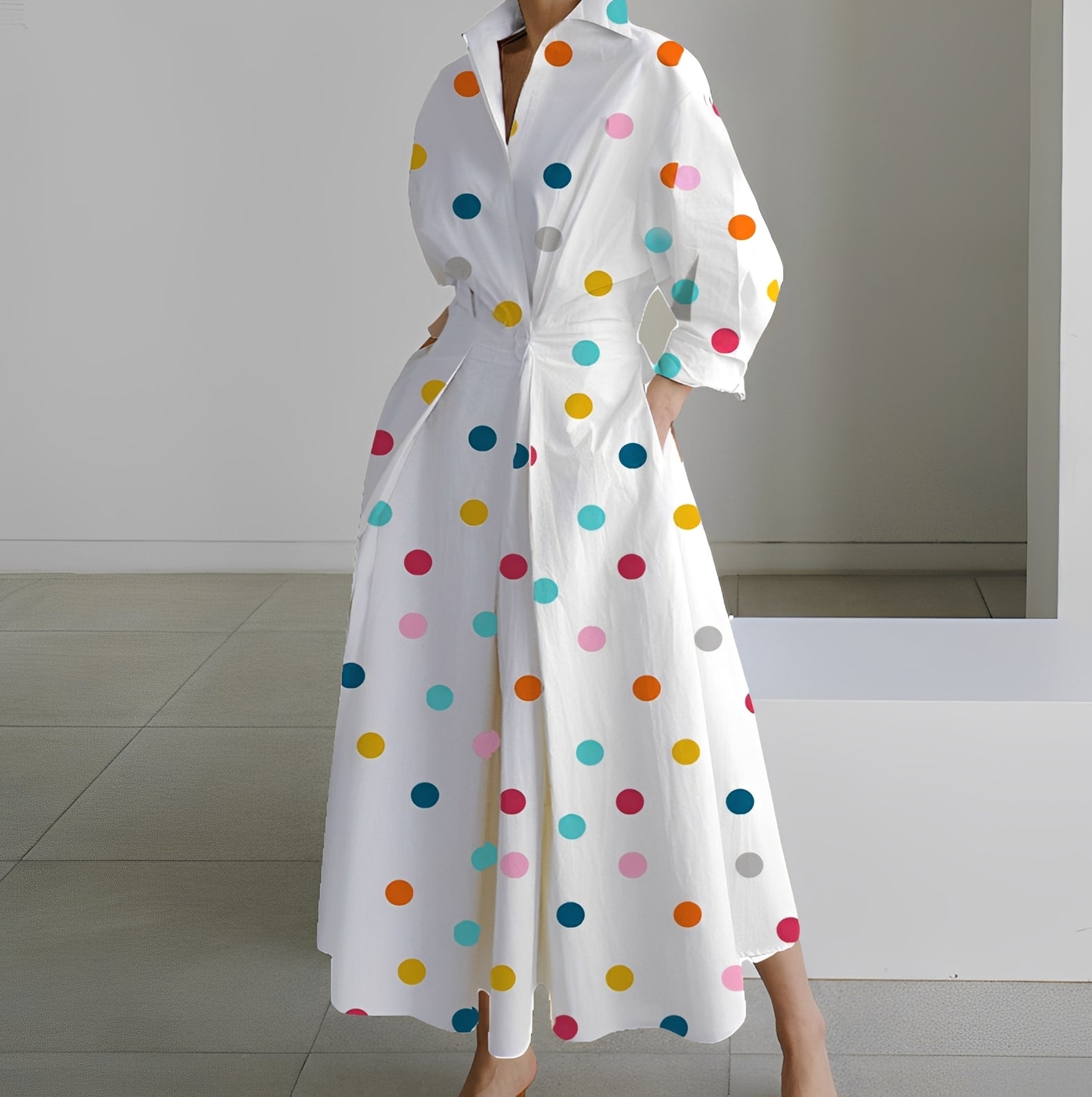 Martha - Robe chemise élégante à motif abstrait pour femmes