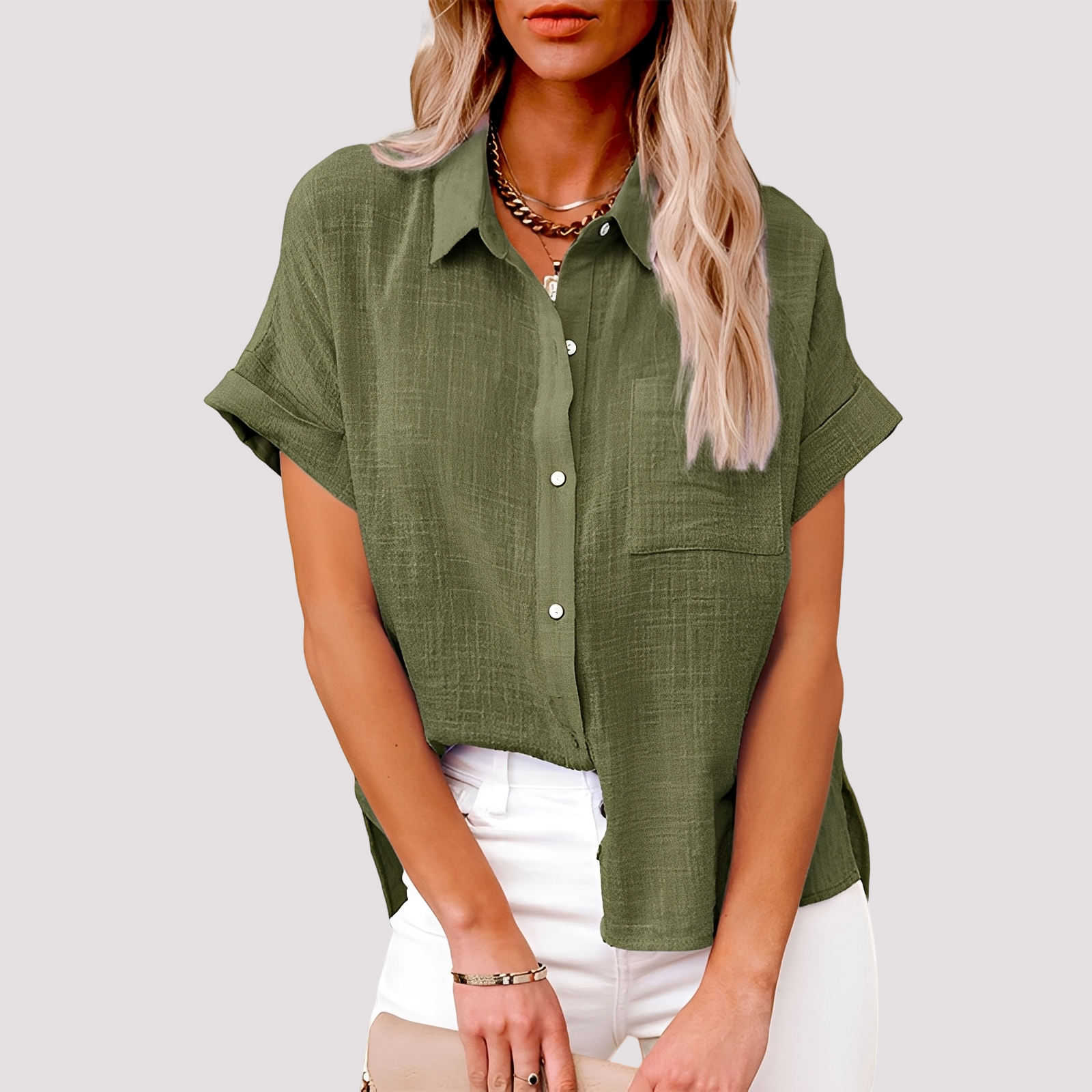 Josie - Blouse à manches courtes ample avec poche pour femmes