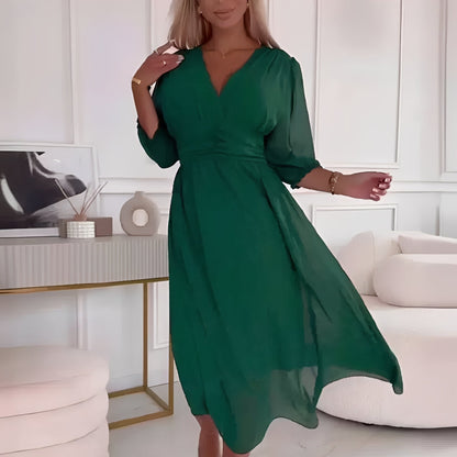 Amelia - Robe portefeuille chic et décontractée à manches longues pour femmes