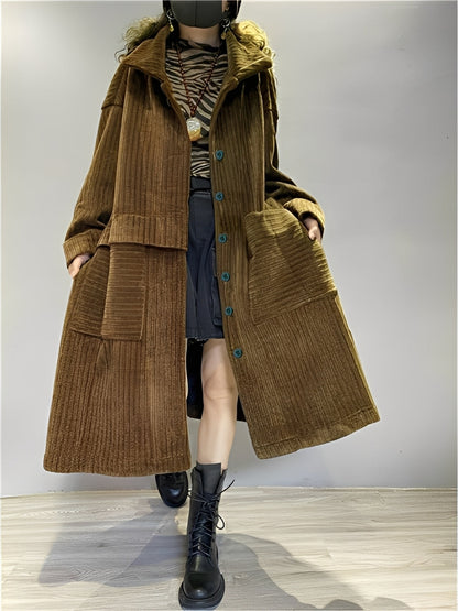 Alethea - Veste longue en velours pour femmes avec poches